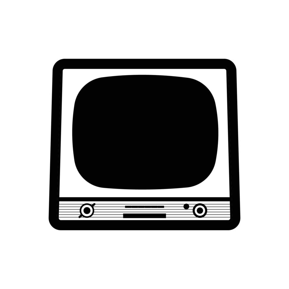 Retro TV Silhouette. Black and White Icon Design Element on Isolated White Background vector