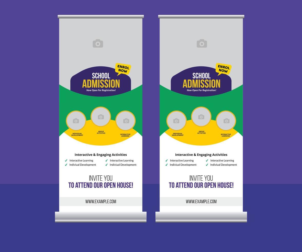 back to school admission study college education kids promotion banner rollup dl flyer rack template, roll up banner, brochure, flyer, banner design, industrial, company, template vector