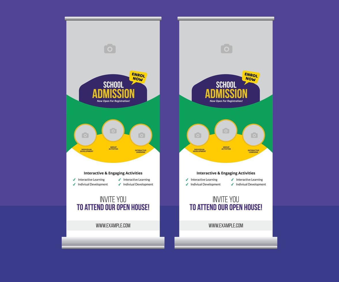 back to school admission study college education kids promotion banner rollup dl flyer rack template, roll up banner, brochure, flyer, banner design, industrial, company, template vector