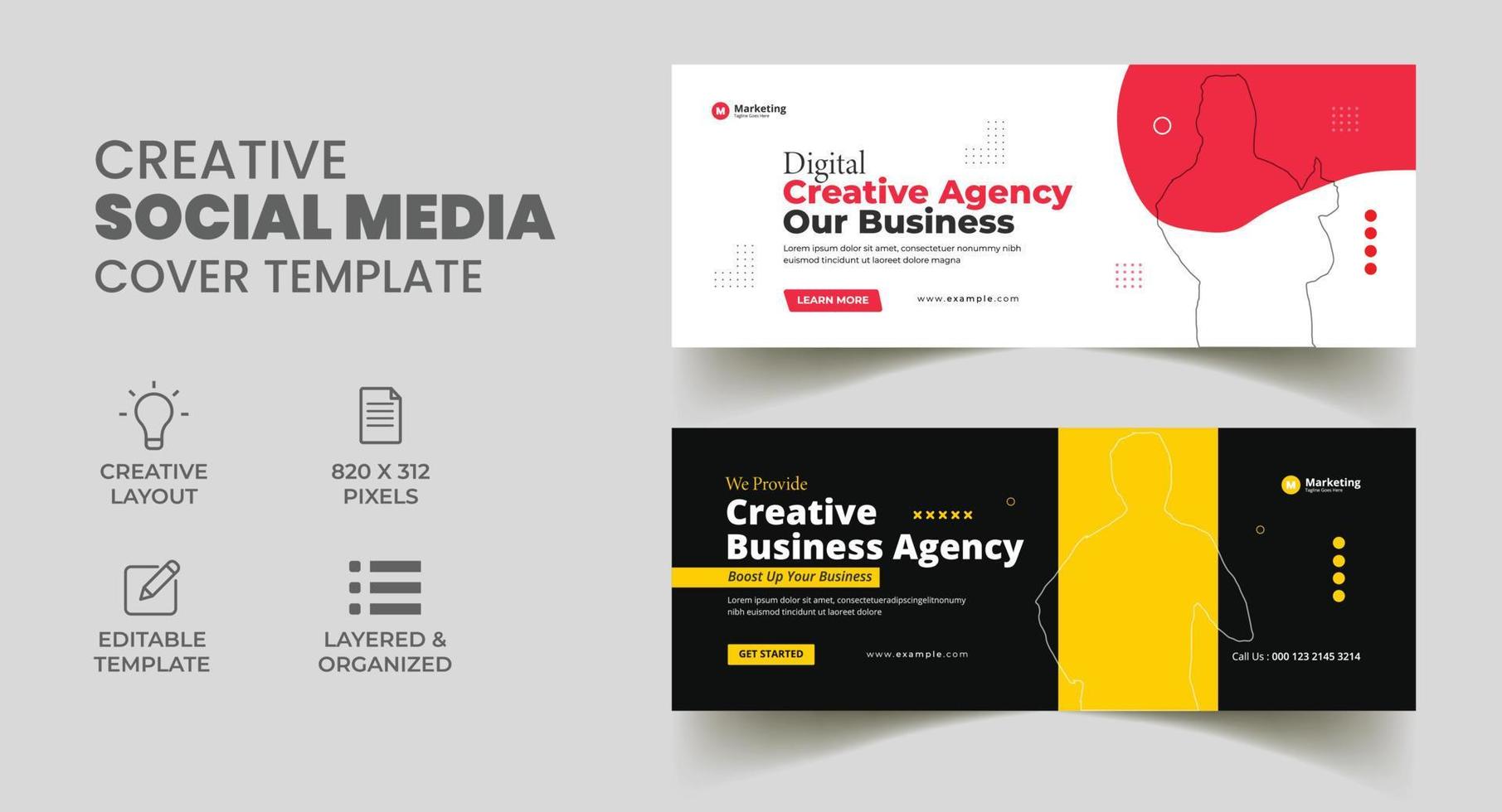 digital marketing business facebook cover web banner template vector