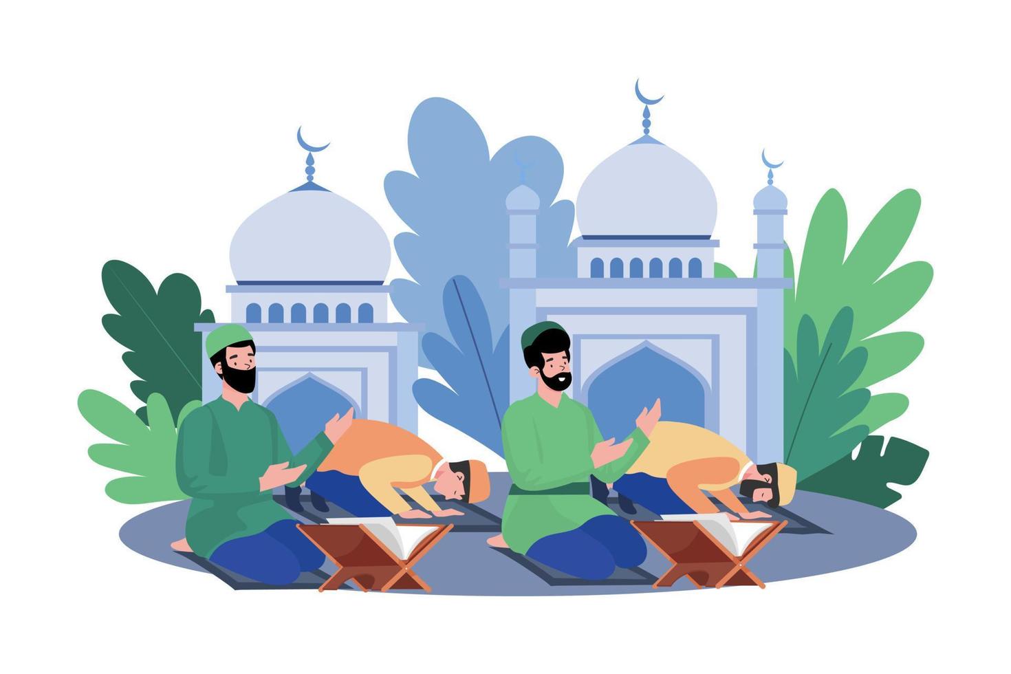 Muslim Men To Join In Worship vector