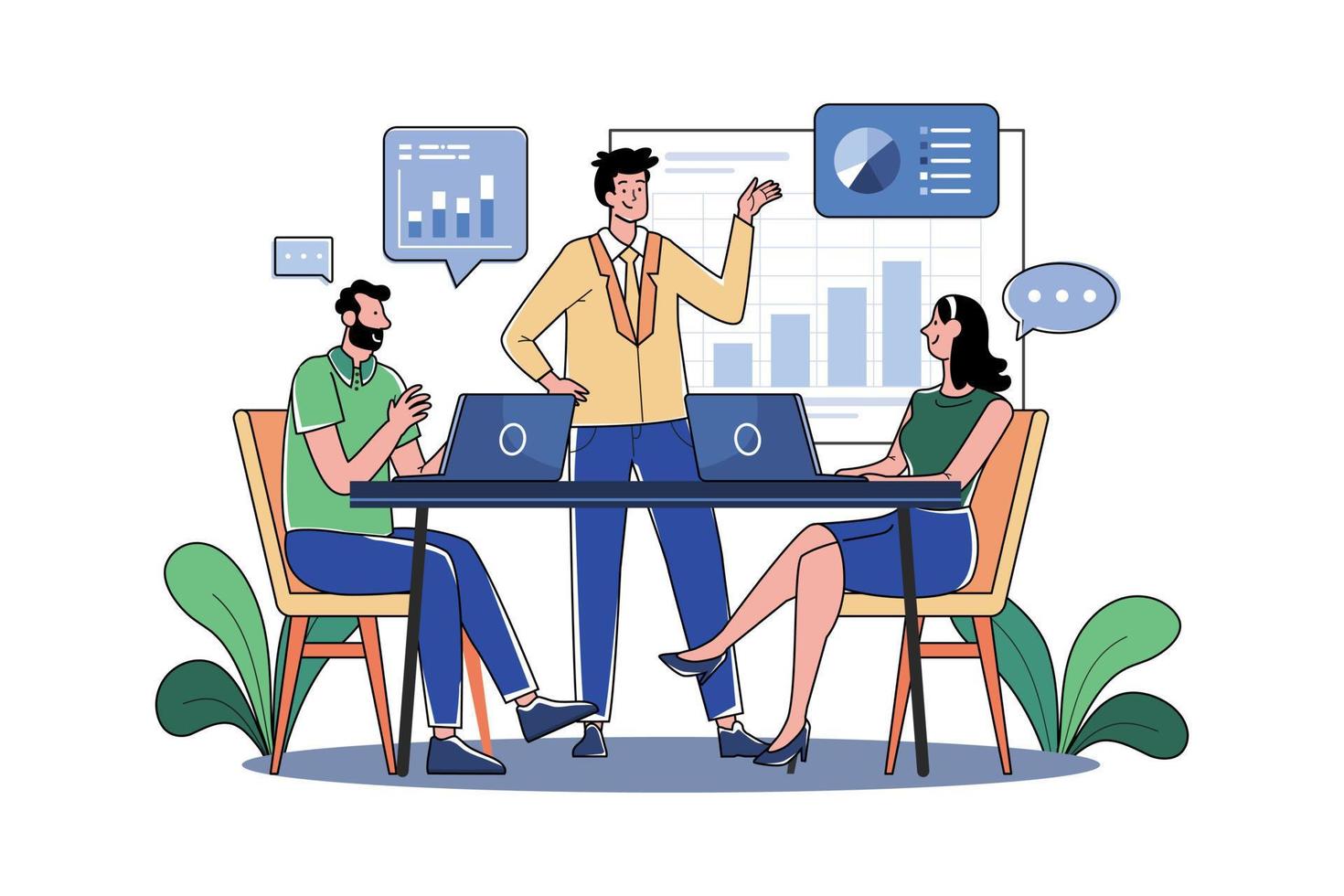 Businessman Exchanging Work With Employees In The Meeting Room vector
