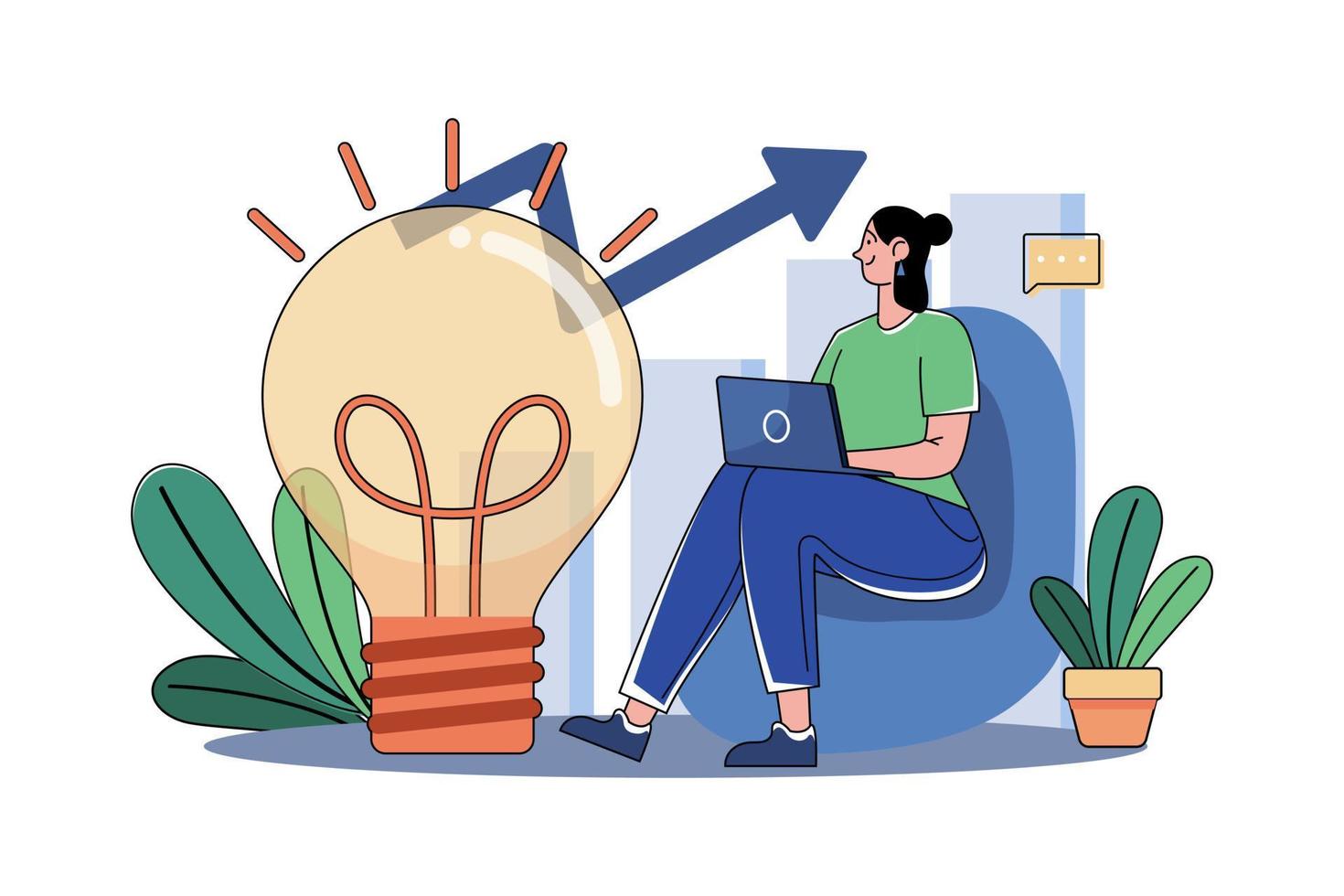 Business Woman Working On Idea Generation vector