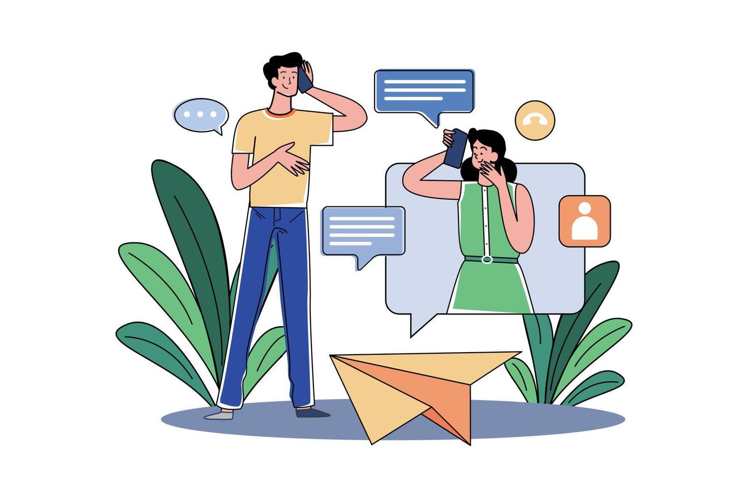 The Guy Calls His Friends On The Phone vector