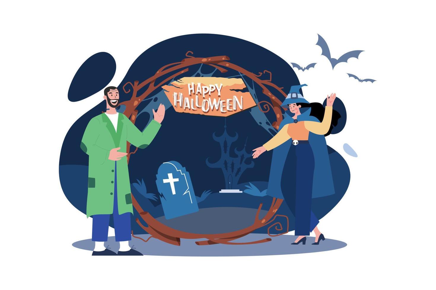Halloween Cosplay Illustration concept on white background vector