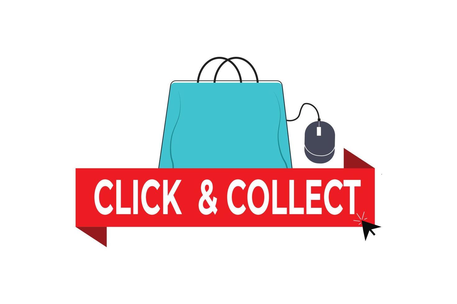 Click and collect and computer mouse pointer vector illustration