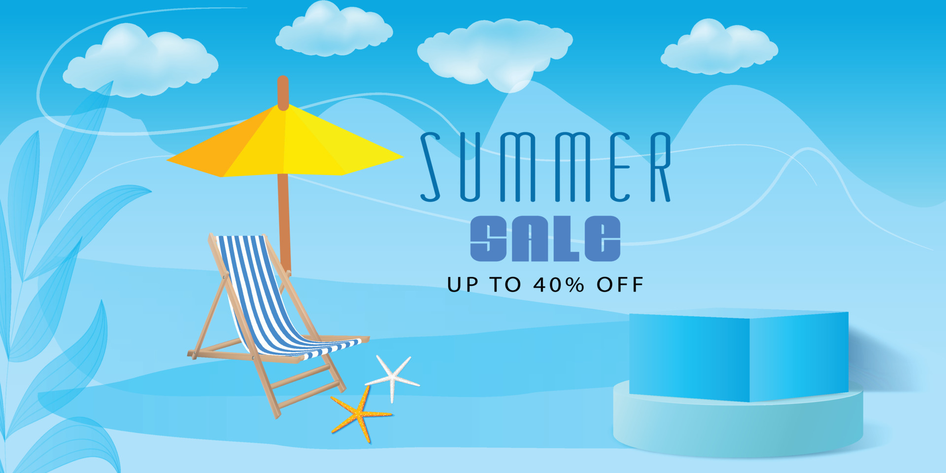 Top view of summer sale banner template decoration with objects on