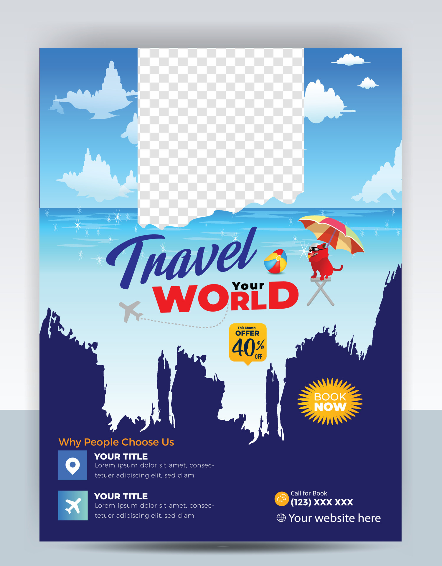 Modern company tours travel flyer design Summer Holiday Tourism