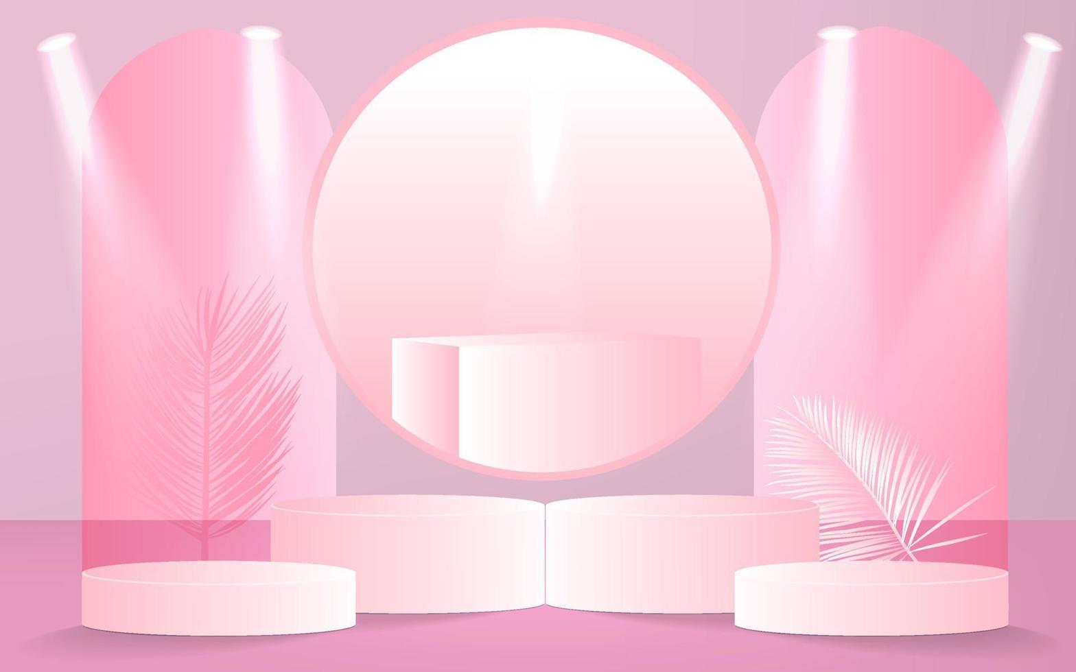 3d podio fondo, cosmético producto mínimo azul, rosa, rojo podio antecedentes 3d representación forma, vector etapa para premios en producto pararse.