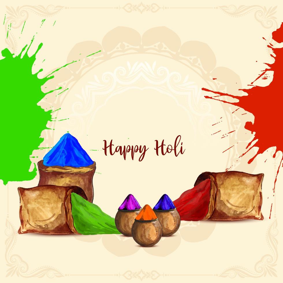 Happy Holi indian cultural festival greeting card design vector