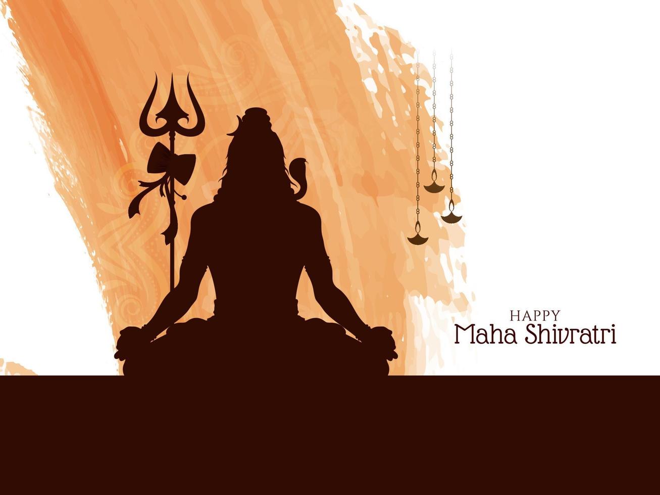 feliz maha shivratri señor shiva adoración tarjeta del festival religioso vector