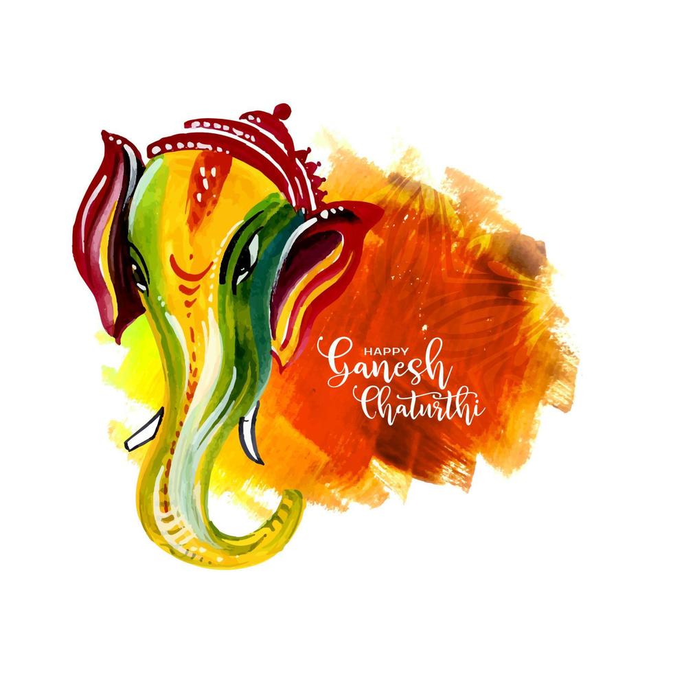 Happy Ganesh Chaturthi festival card with lord ganesha face design vector