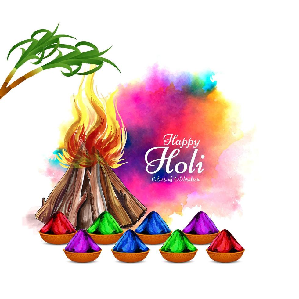 Elegant Happy Holi indian festival greeting card design vector