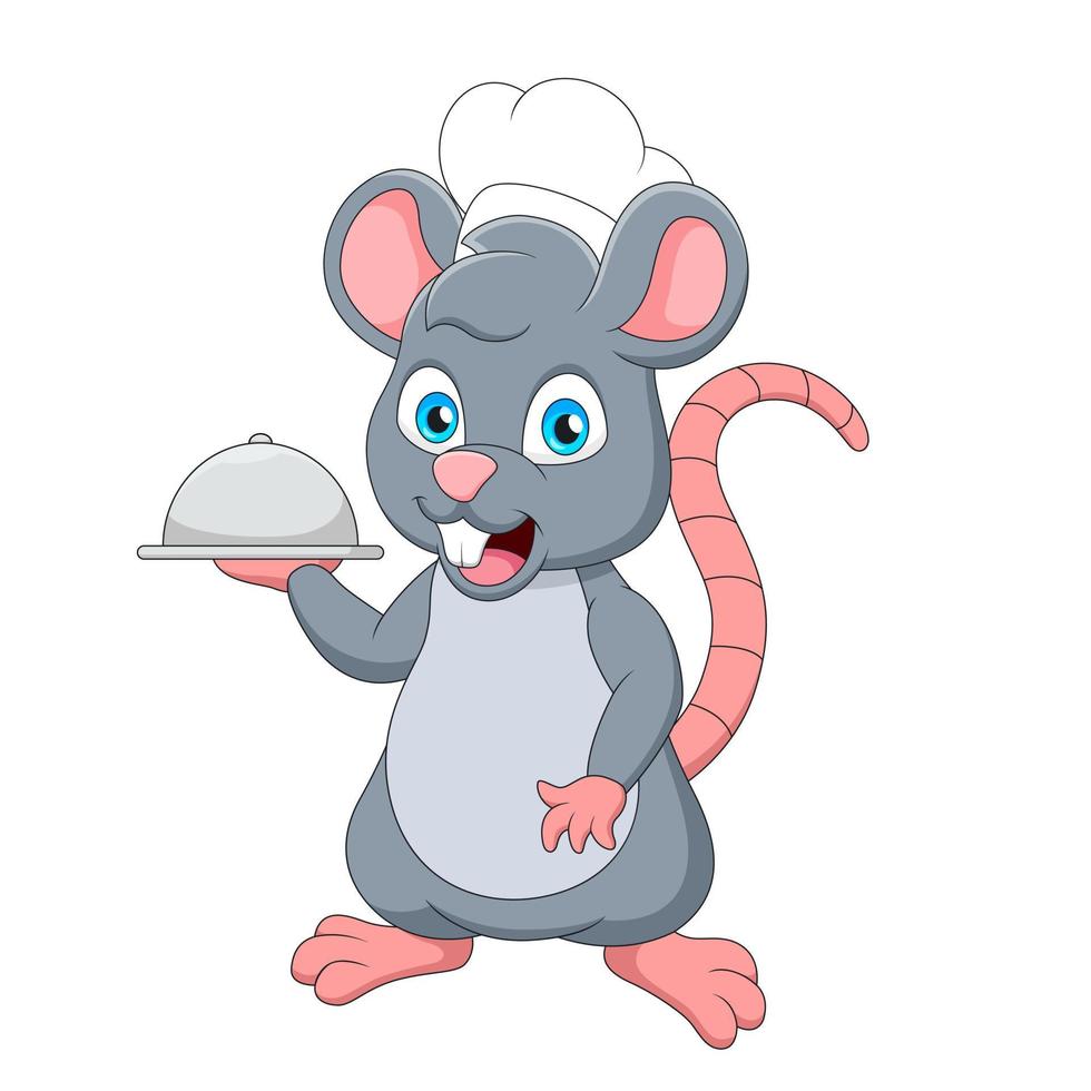 Cute mouse chef cartoon illustration vector