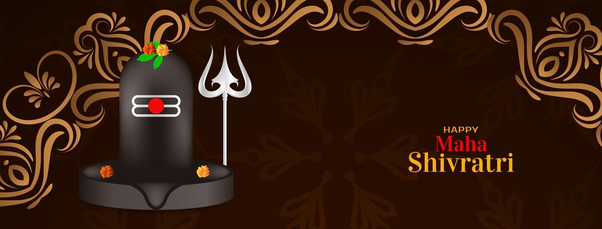 Happy Maha Shivratri cultural lord Shiva worship festival banner vector