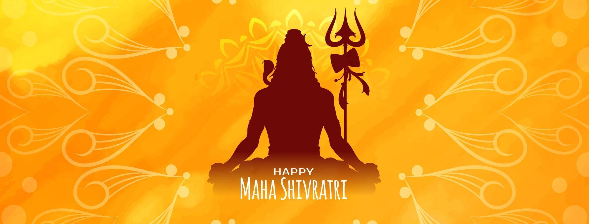 Beautiful Happy Maha Shivratri Hindu festival greeting banner vector