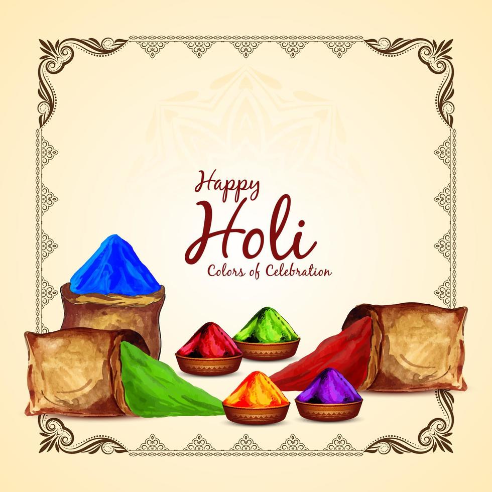 Happy Holi Hindu traditional indian festival background design vector
