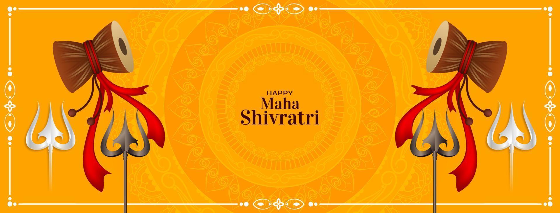 Happy Maha Shivratri traditional lord Shiva festival banner design vector