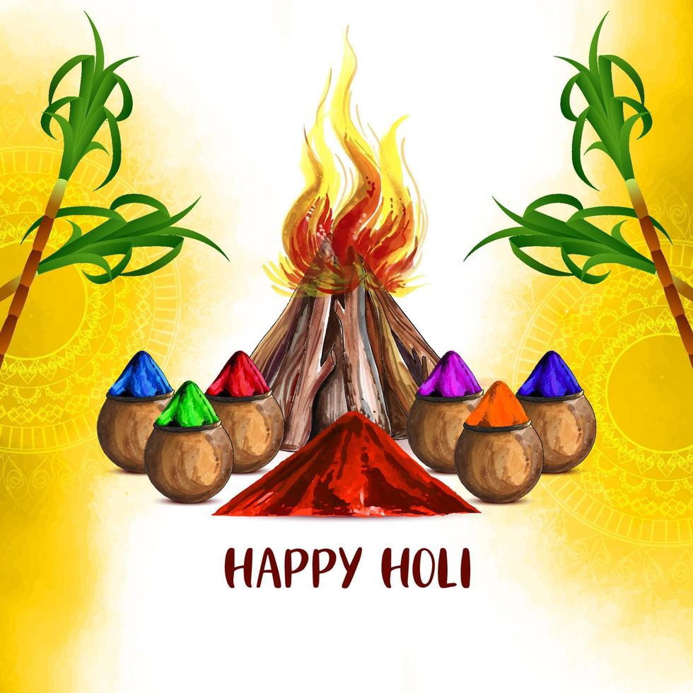 Happy Holi indian festival celebration greeting card design vector