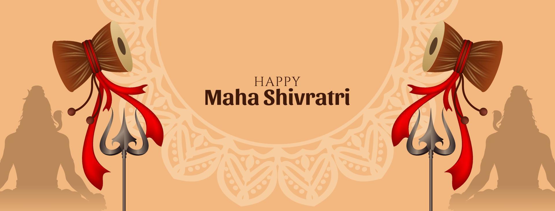 Beautiful Happy Maha Shivratri Hindu festival greeting banner vector