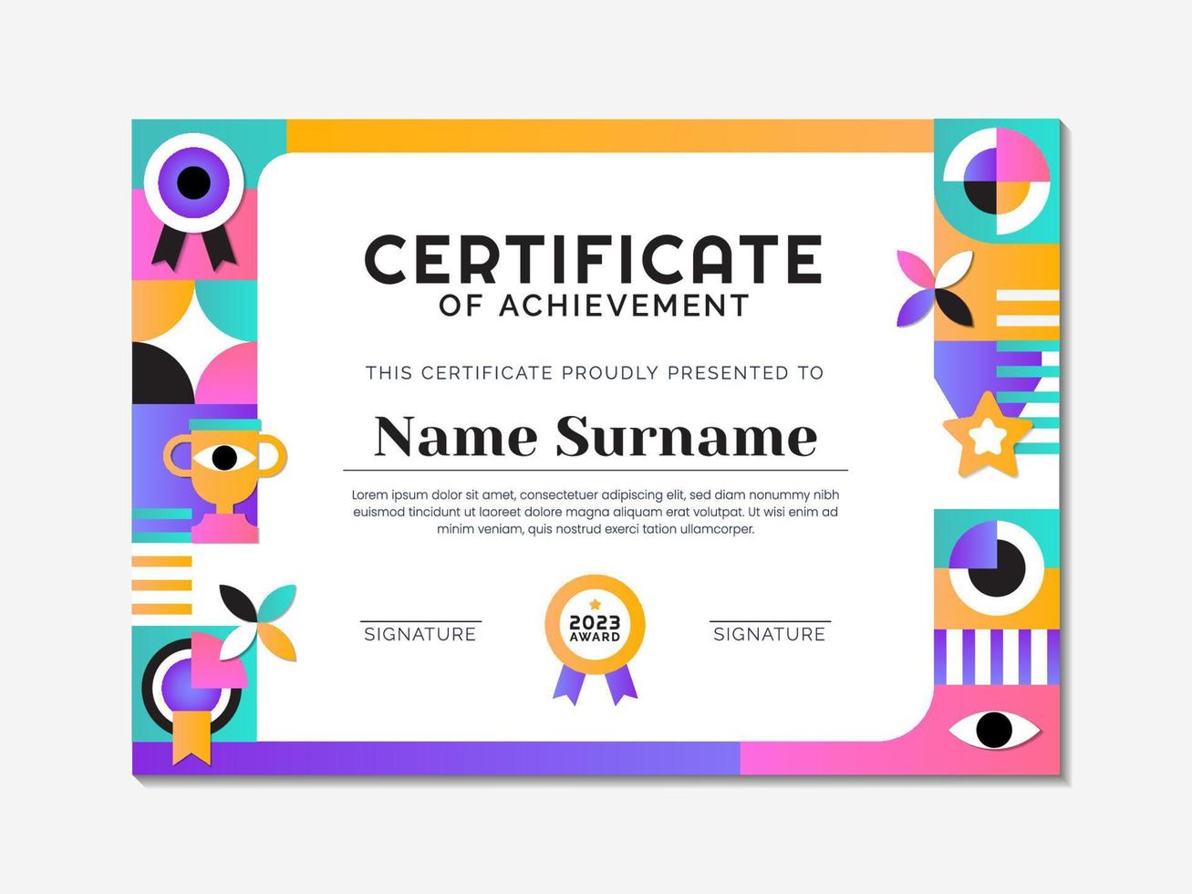 Creative and Colorful Certificate of Achievement Template vector