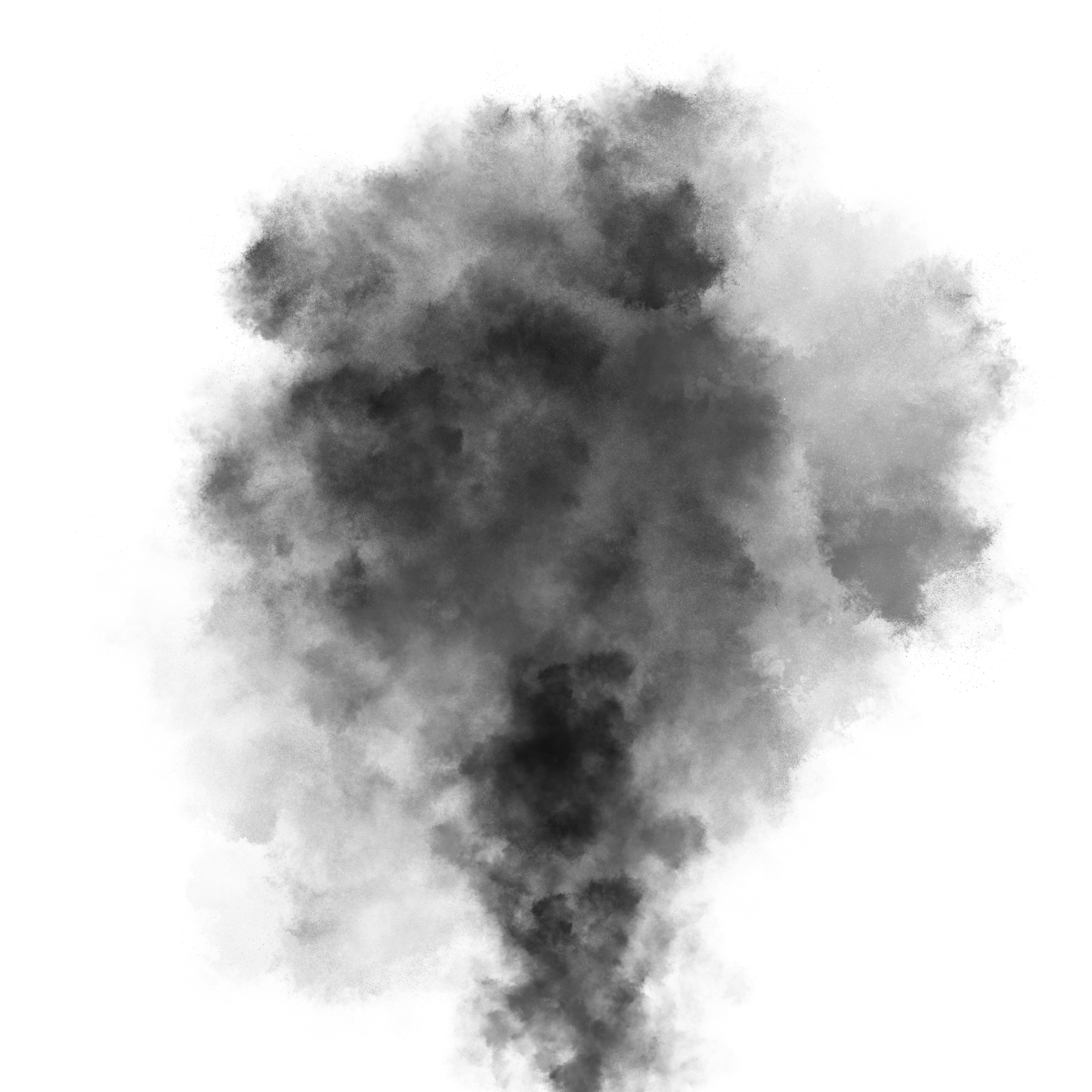 Rising Up Thick Black Smoke From A Fire Effect Isolated On Transparent 