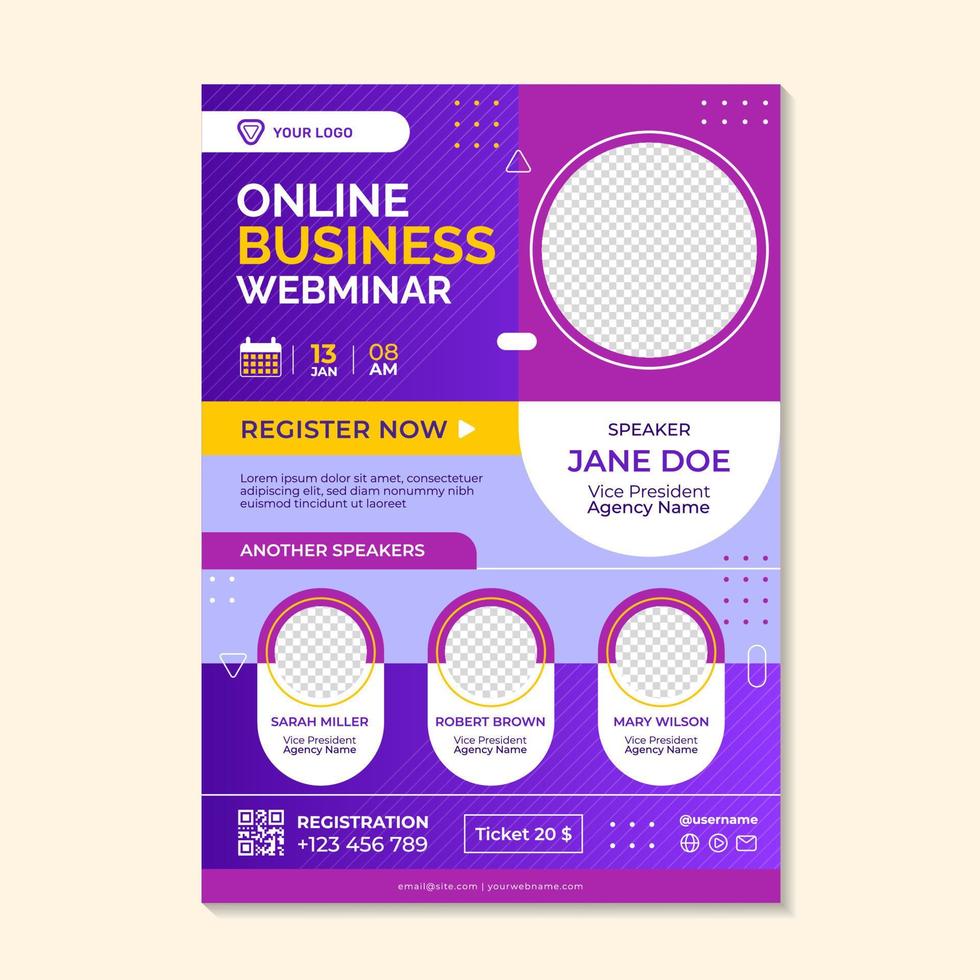 Geometric Themed of Online Business Seminar Poster Template vector