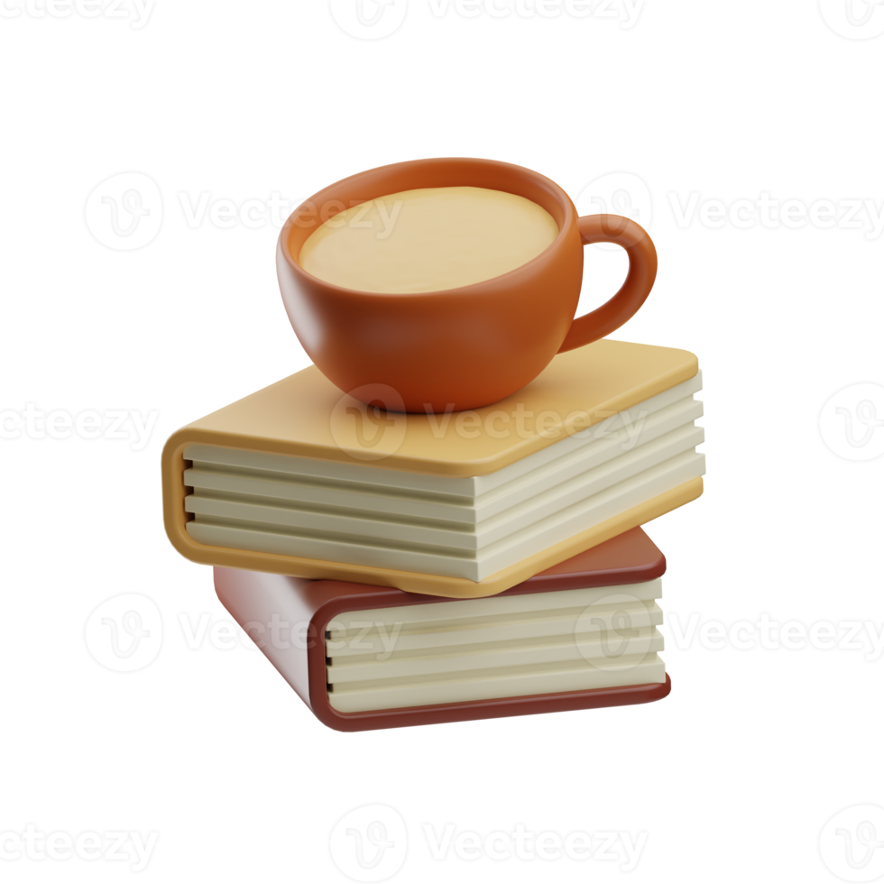 coffee object book illustration 3d png