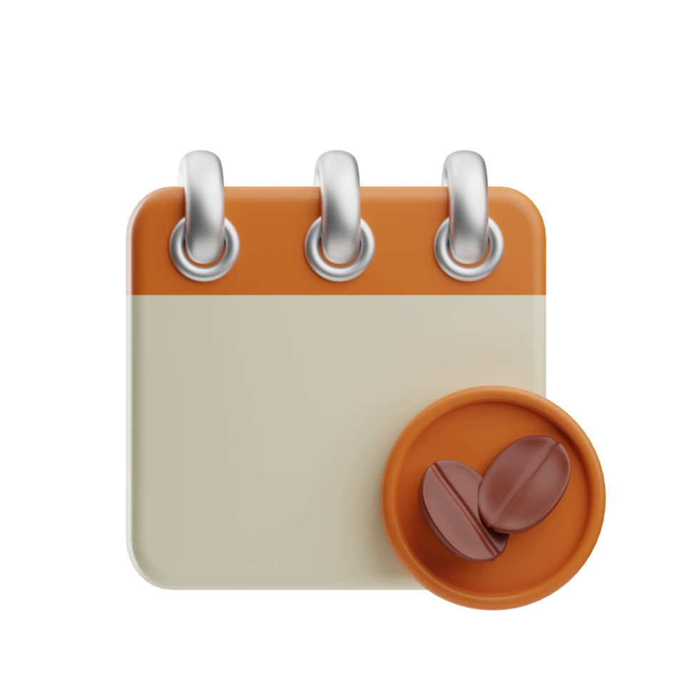 coffee object Calendar illustration 3d png