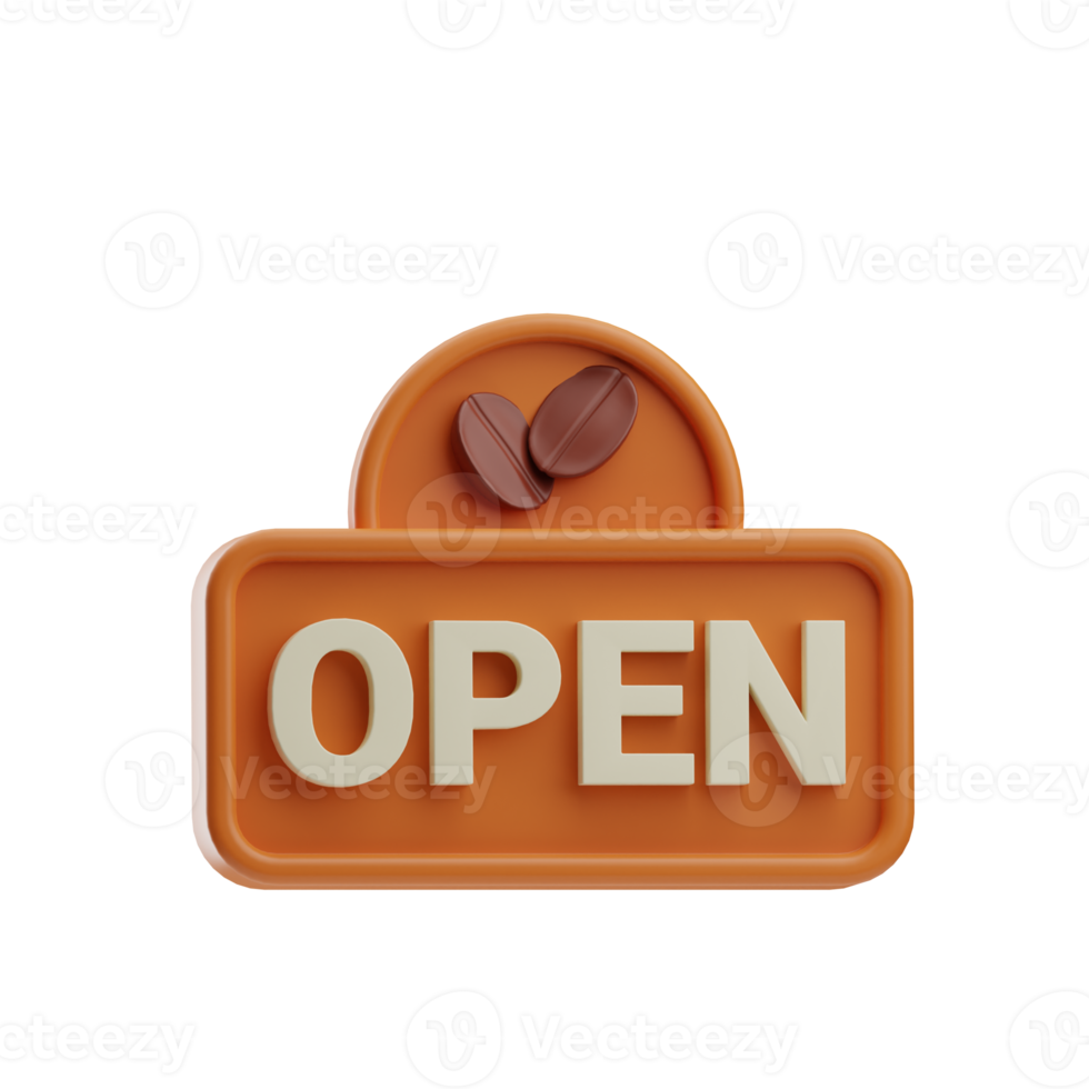 coffee object open board illustration 3d png