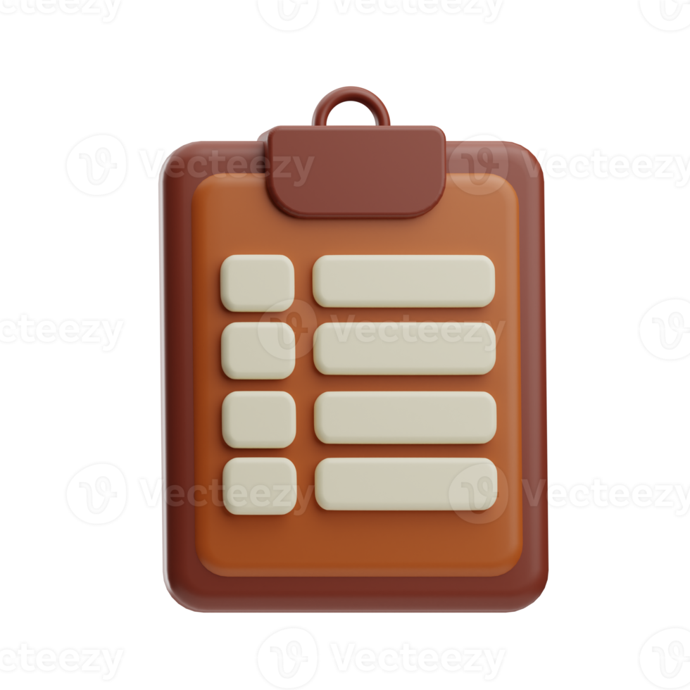 coffee object clip board illustration 3d png