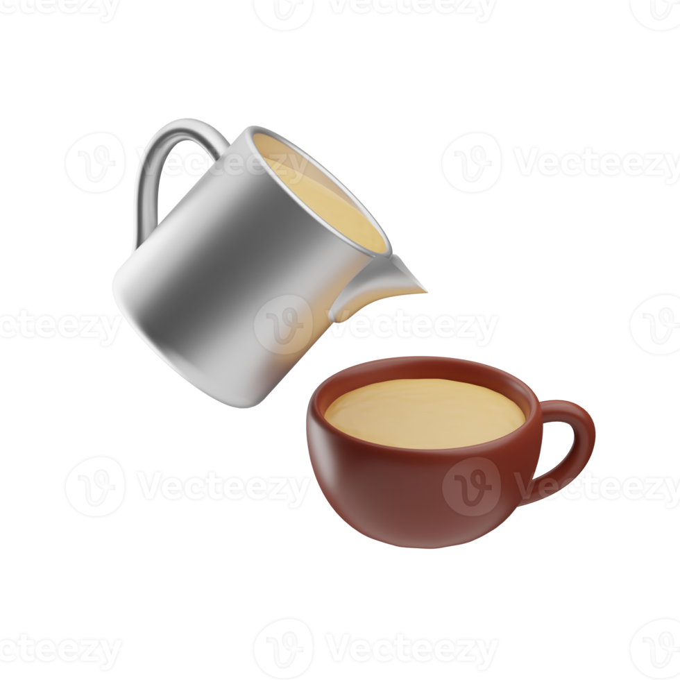 café objeto café verter ilustración 3d png