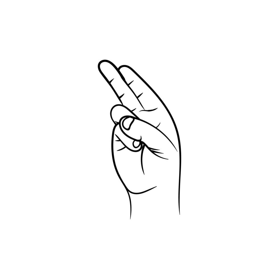 two finger people hand line art style design vector
