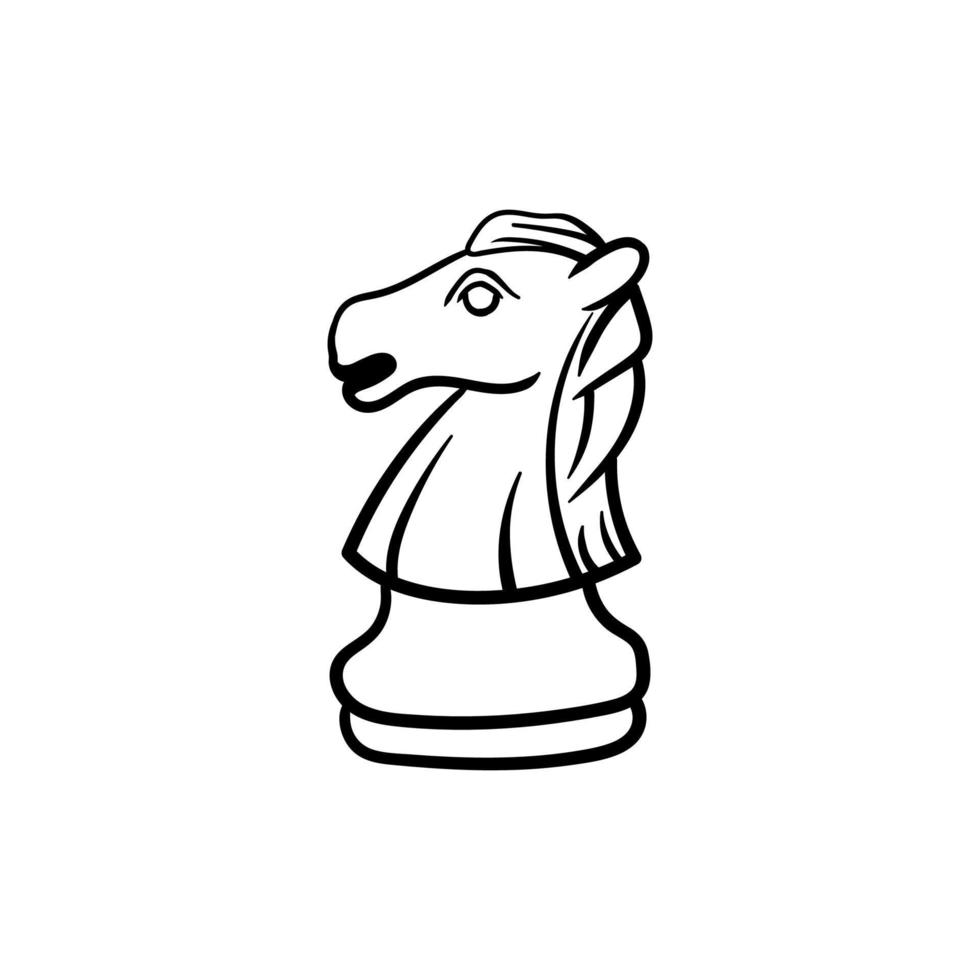horse chess illustration line art design vector