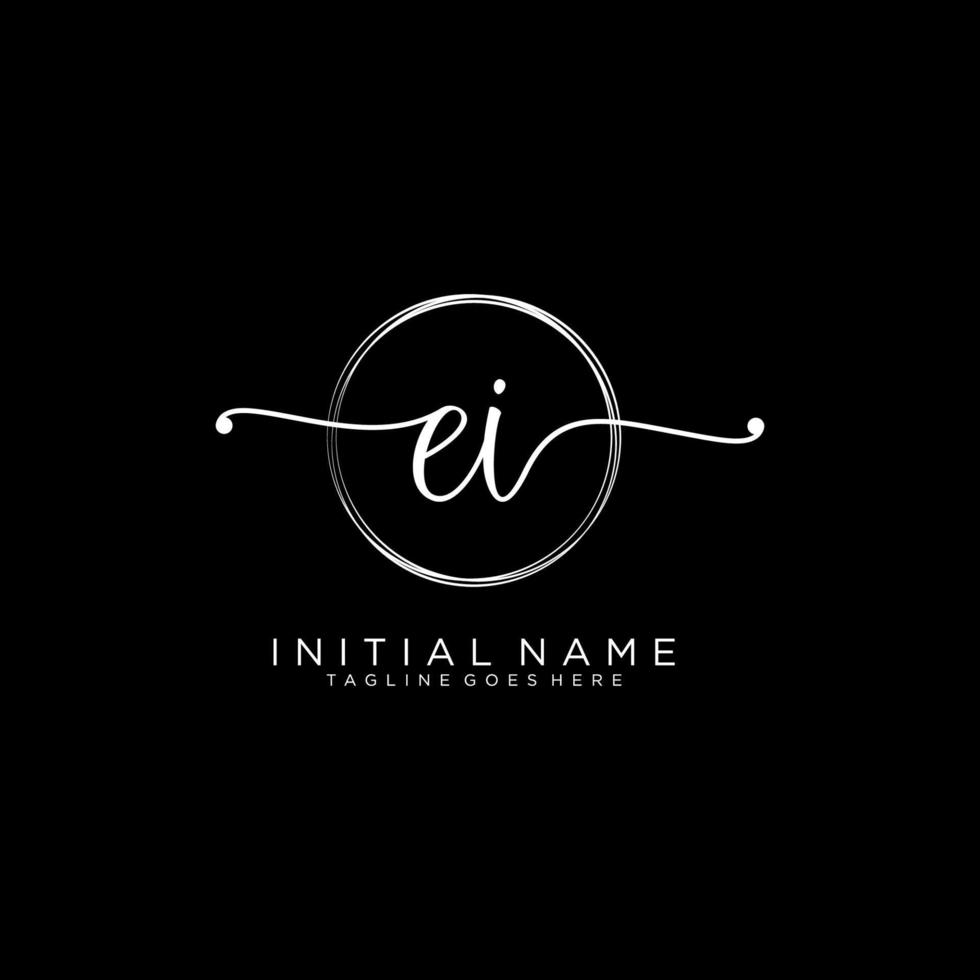 Initial EI feminine logo collections template. handwriting logo of initial signature, wedding, fashion, jewerly, boutique, floral and botanical with creative template for any company or business. vector