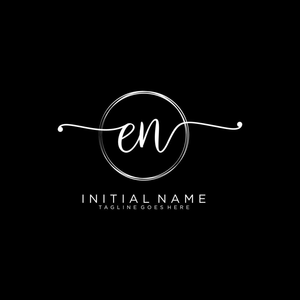 Initial EN feminine logo collections template. handwriting logo of initial signature, wedding, fashion, jewerly, boutique, floral and botanical with creative template for any company or business. vector