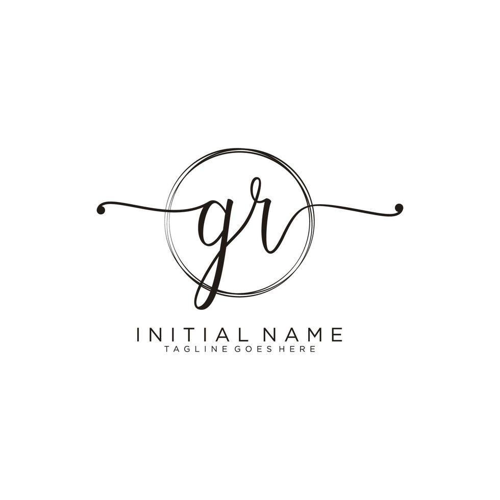 Initial GR feminine logo collections template. handwriting logo of initial signature, wedding, fashion, jewerly, boutique, floral and botanical with creative template for any company or business. vector