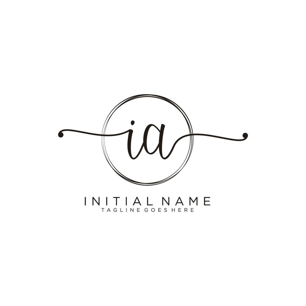 Initial IA feminine logo collections template. handwriting logo of initial signature, wedding, fashion, jewerly, boutique, floral and botanical with creative template for any company or business. vector