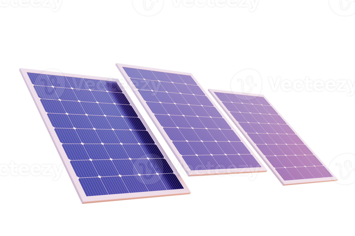 Blue solar panels or pv for electricity generation modern alternative energy solar power generation Energy in the ecosystem 3d illustration - clipping path png