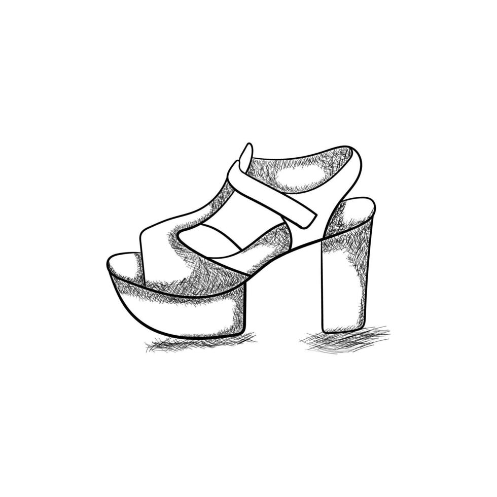 Female high heels shoes line art design vector