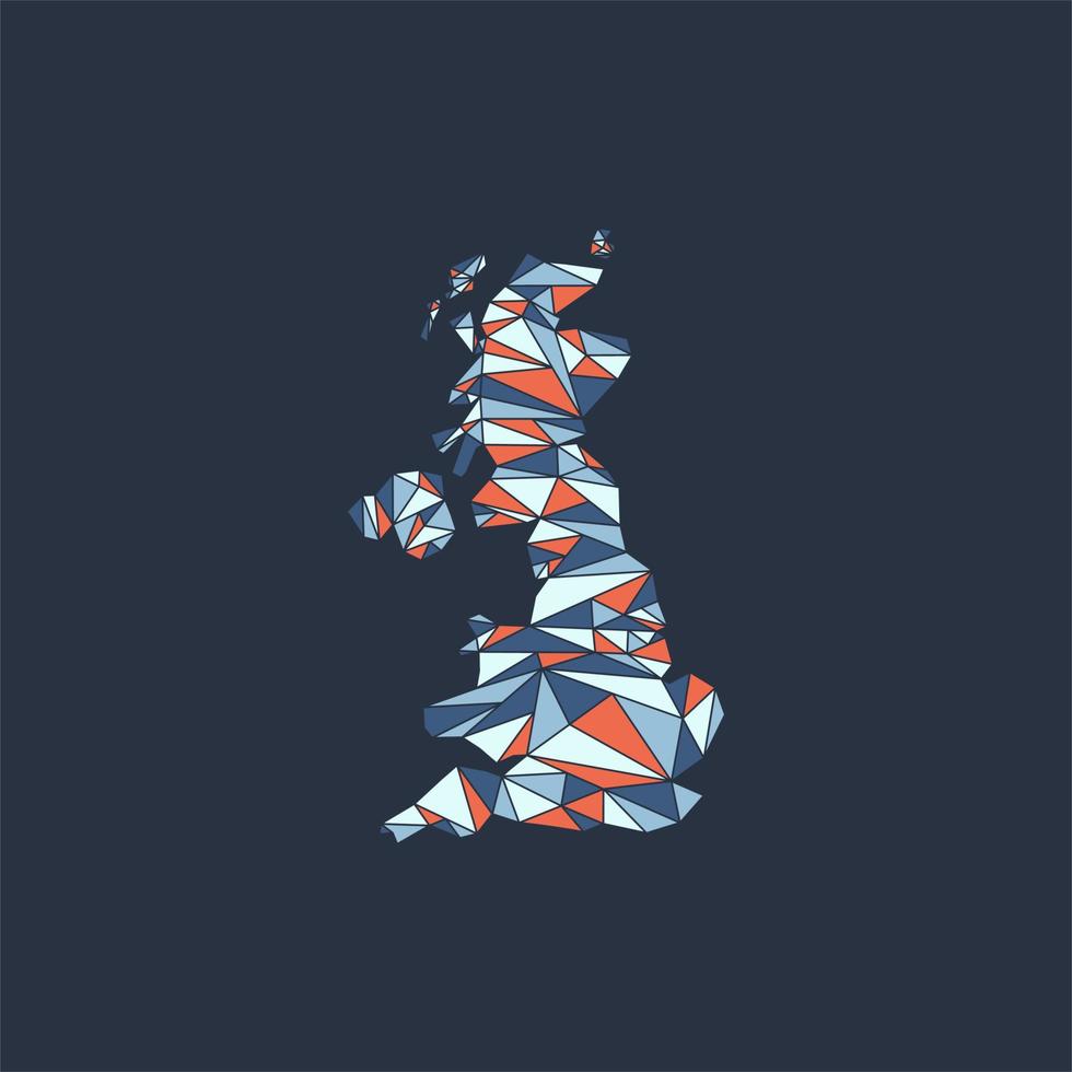 map of united kingdom polygon colorful design vector