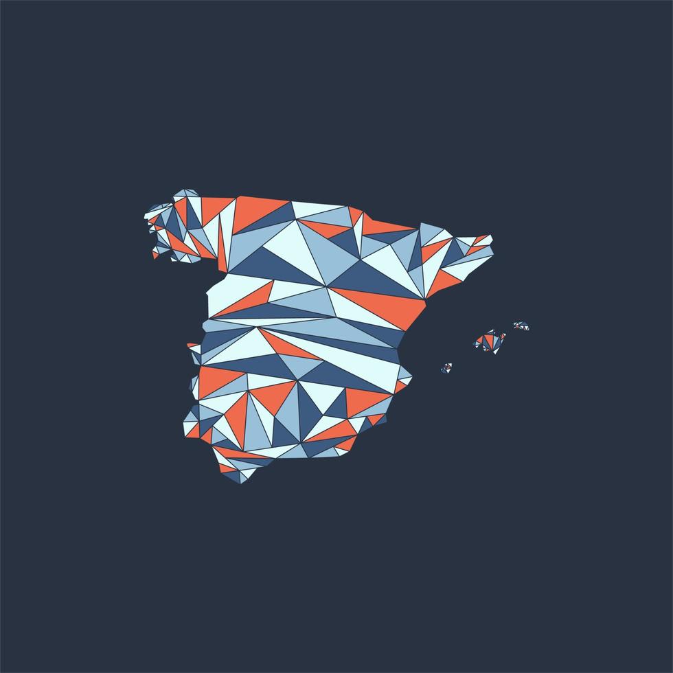 mapa de España geométrico vistoso diseño vector