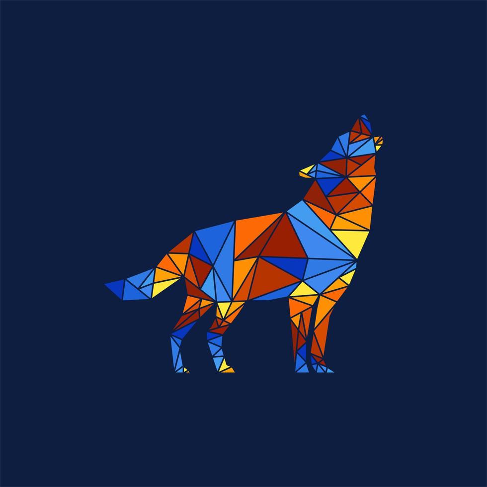 animal lobo en pie geométrico vistoso diseño vector