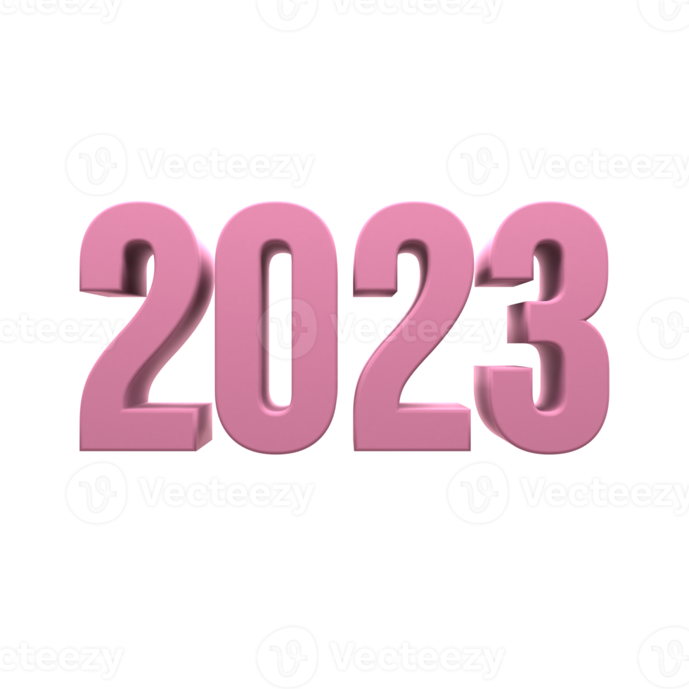 2023 Text Nummer 3d Rosa Farbe im transparent Hintergrund. png . 3d Illustration Rendern