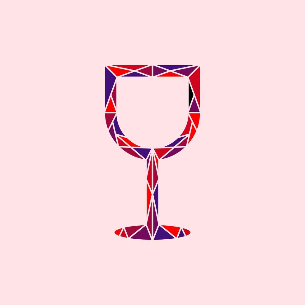 vino vaso poligonal geométrico ilustración diseño vector