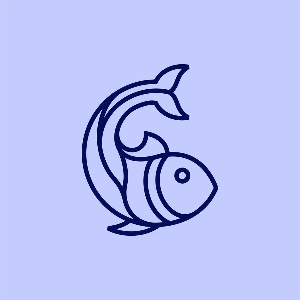 fish swimming modern line creative design vector