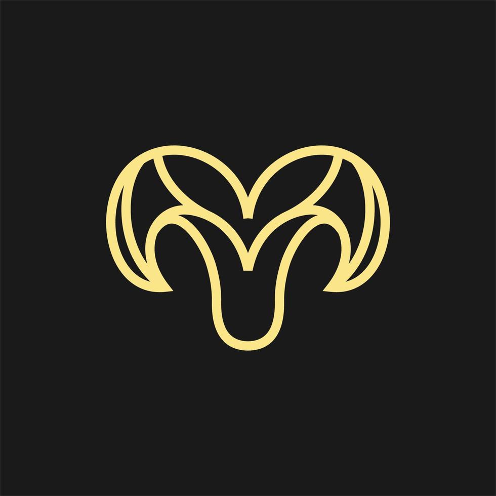 ram head simple line creative logo design vector