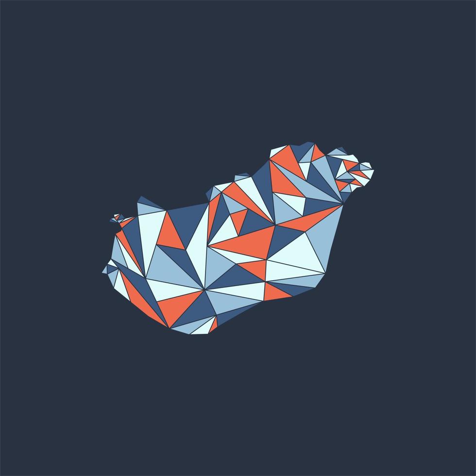 hungary map colorful geometric illustration design vector