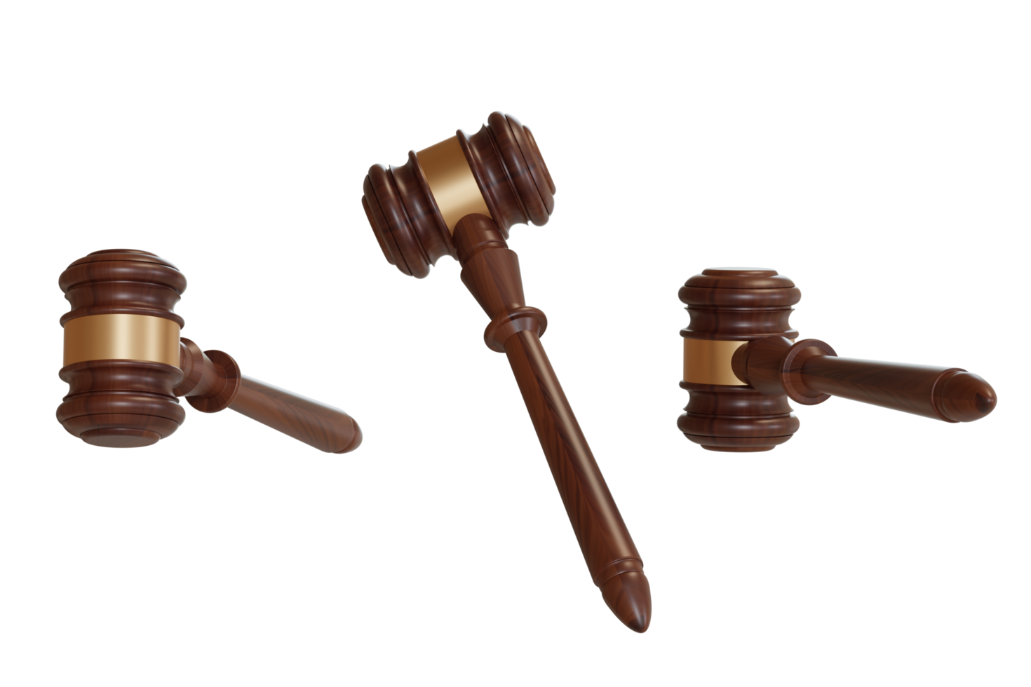 Set Judge gavel isolated 3D render png