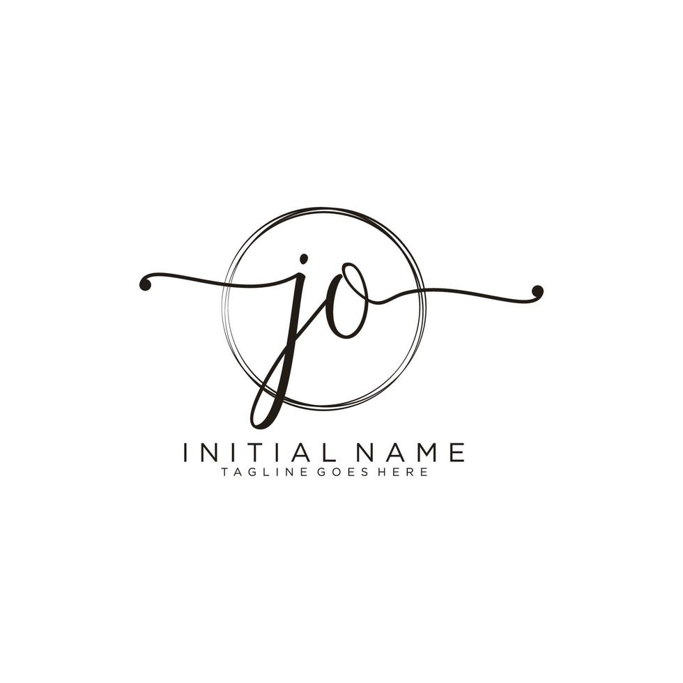 Initial JO feminine logo collections template. handwriting logo of initial signature, wedding, fashion, jewerly, boutique, floral and botanical with creative template for any company or business. vector